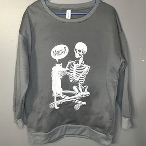 Grey skeleton cat sweatshirt